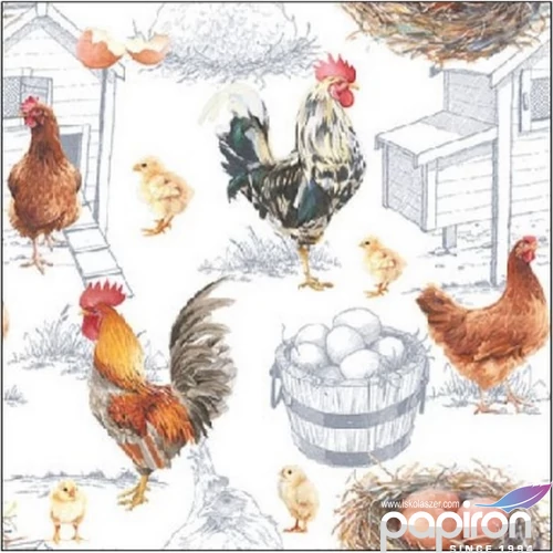 Szalvéta Ambiante Chicken Farm papírszalvéta 25x25cm,15db-os