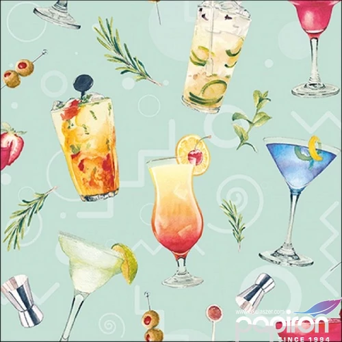 Szalvéta Ambiante Cocktail Party Aqua papír papírszalvéta 33x33cm,20db-os