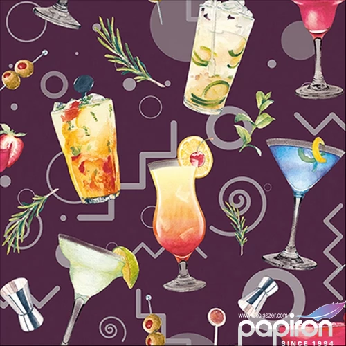 Szalvéta Ambiante Cocktail Party Aubergine papír papírszalvéta 33x33cm,20db-os