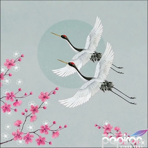 Szalvéta Ambiante Cranes Green papír papírszalvéta 33x33cm,20db-os