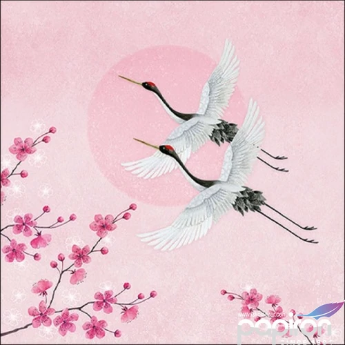 Szalvéta Ambiante Cranes Rose papír papírszalvéta 33x33cm,20db-os
