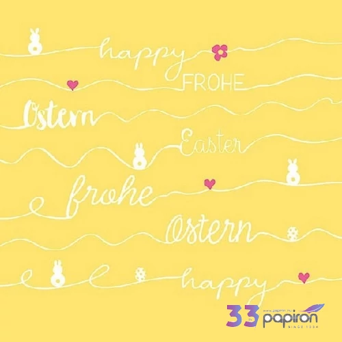 Szalvéta Ambiante Easter Line Yellow papírszalvéta 33x33cm,20db-os