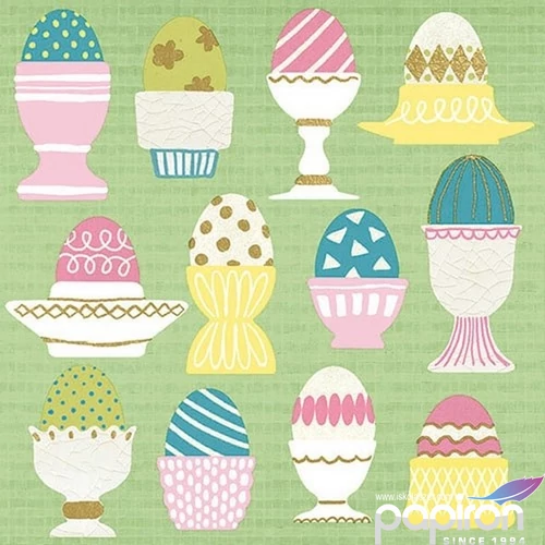 Szalvéta Ambiante Eggs in Cups green papírszalvéta 33x33cm,20db-os
