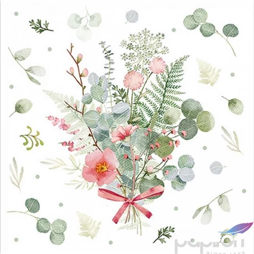 Szalvéta Ambiante Eucalyptus and fern bouquet papírszalvéta 33x33cm,20db-os