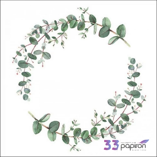 Szalvéta Ambiante Eucalyptus Branch White papír papírszalvéta 33x33cm,20db-os