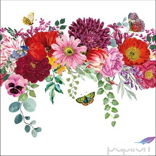 Szalvéta Ambiante Flower Border White papírszalvéta 33x33cm,20db-os