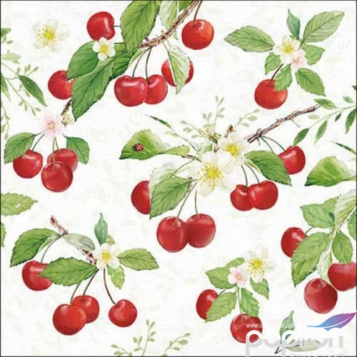 Szalvéta Ambiante Fresh cherries papír papírszalvéta 33x33cm,20db-os