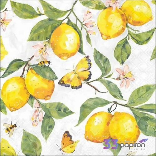 Szalvéta Ambiante Fresh lemons white papírszalvéta 33x33cm,20db-os