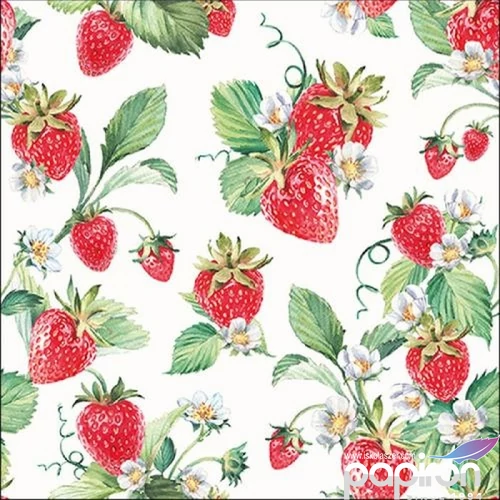 Szalvéta Ambiante Garden Strawberries papír papírszalvéta 33x33cm,20db-os