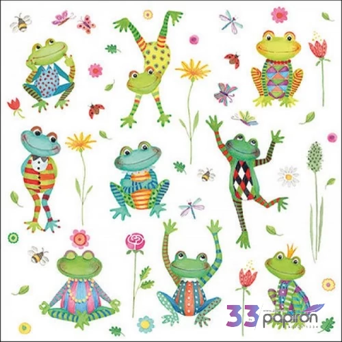 Szalvéta Ambiante Happy Frogs papír papírszalvéta 33x33cm,20db-os