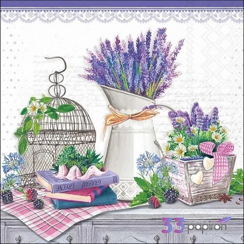 Szalvéta Ambiante Lavender decoration papírszalvéta 33x33cm,20db-os