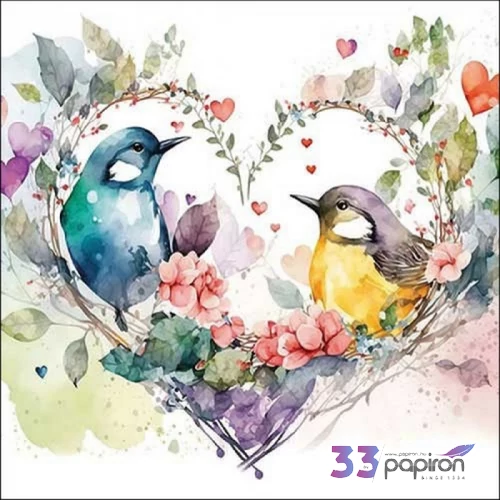 Szalvéta Ambiante Loving birds papírszalvéta 33x33cm,20db-os