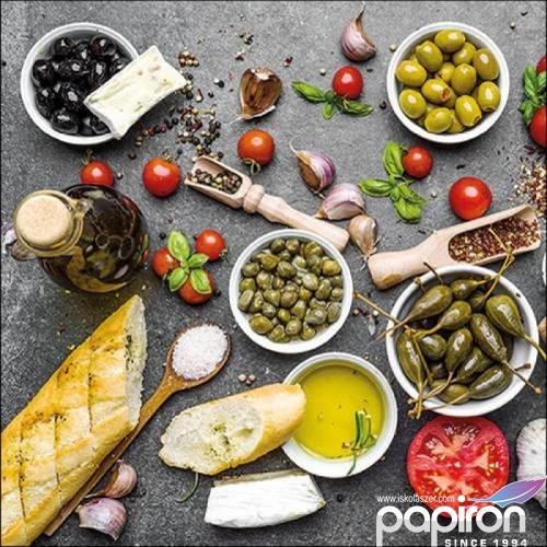 Szalvéta Ambiante Mediterranean Food papírszalvéta 33x33cm,20db-os