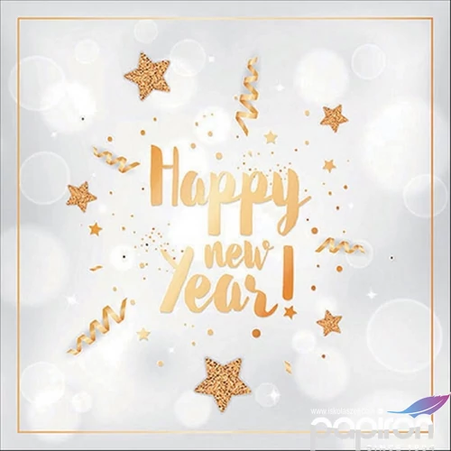 Szalvéta Ambiante New Year glitter white papírszalvéta 33x33cm,20db-os