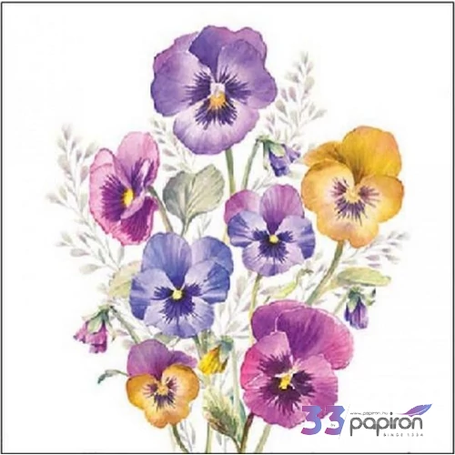 Szalvéta Ambiante Pansies papírszalvéta 25x25cm,15db-os