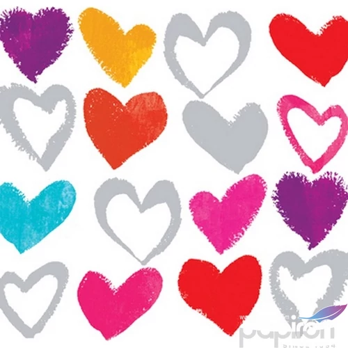 Szalvéta Ambiante Paper Hearts white papírszalvéta 33x33cm,20db-os