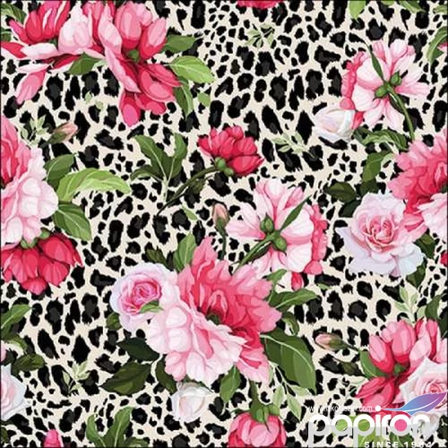 Szalvéta Ambiante Roses on Leopard Print papírszalvéta 33x33cm,20db-os