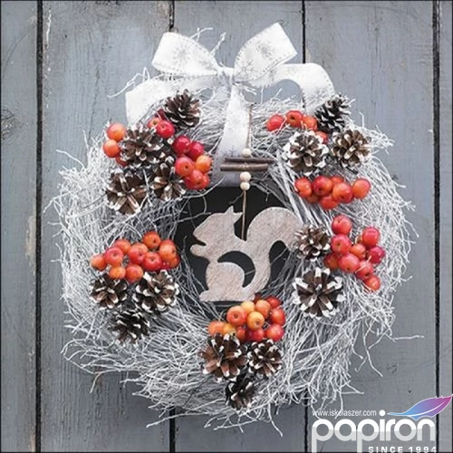 Szalvéta Ambiante Squirrel In Wreath papírszalvéta 33x33cm,20db-os