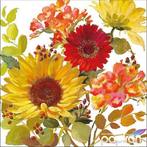 Szalvéta Ambiante Sunny Flowers Cream papírszalvéta 33x33cm,20db-os