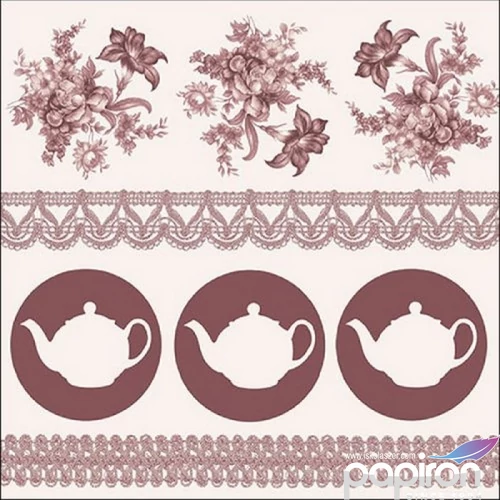 Szalvéta Ambiante Teapots Brown papírszalvéta 33x33cm,20db-os