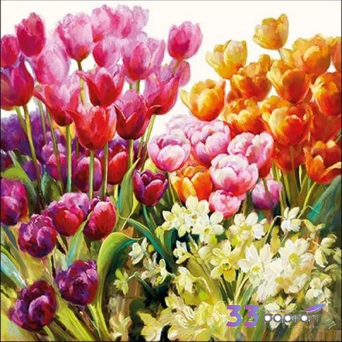 Szalvéta Ambiante Tulips papírszalvéta 33x33cm,20db-os