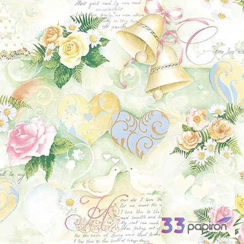 Szalvéta Ambiante Wedding Bells Green papírszalvéta 33x33cm,20db-os