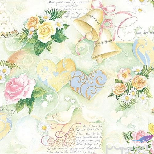 Szalvéta Ambiante Wedding Bells Green papírszalvéta 33x33cm,20db-os