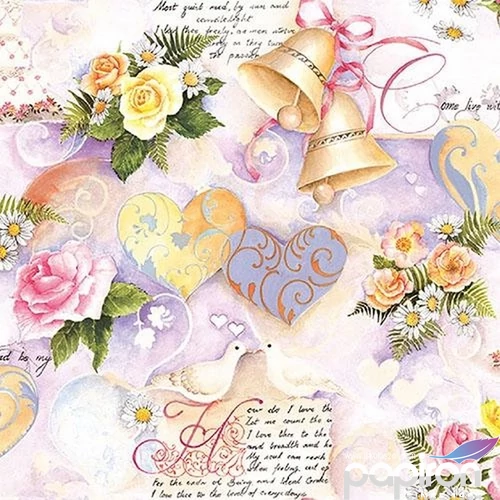 Szalvéta Ambiante Wedding Bells Rose papírszalvéta 33x33cm,20db-os