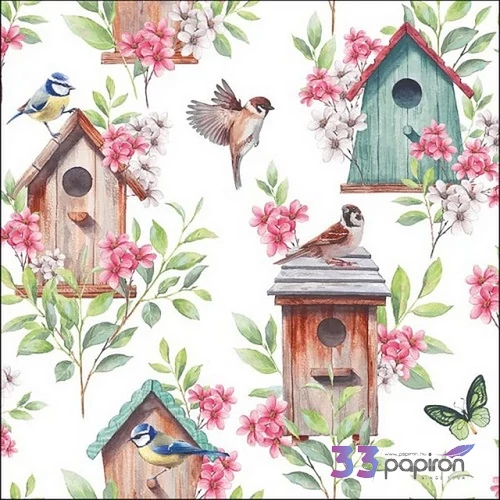 Szalvéta Ambiante Wooden birdhouse papírszalvéta 33x33cm,20db-os