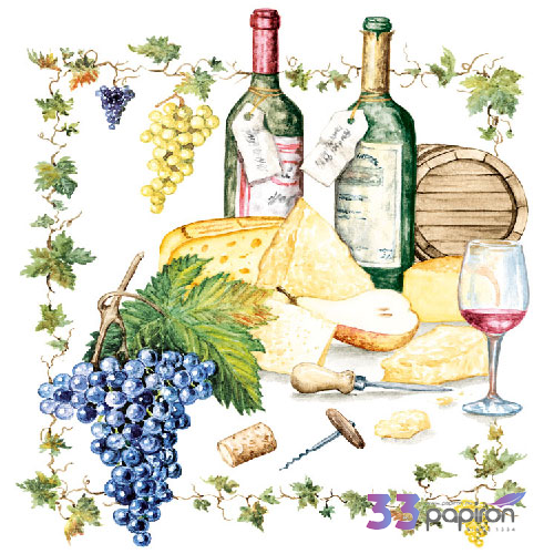 Szalvéta Ambient Wine and Cheese dombornyomott 33x33cm, 3rétegű 20db/csomag
