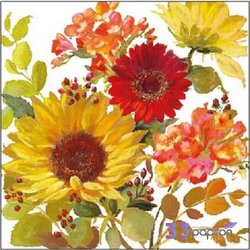 Szalvéta Ambiante virágos Sunny Flowers Cream papírszalvéta 25x25cm,15db-os