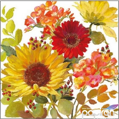 Szalvéta Ambiante Sunny Flowers Cream papírszalvéta 25x25cm,15db-os