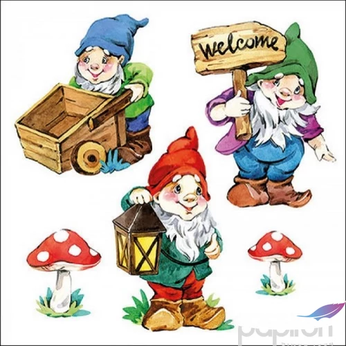 Szalvéta Ambiante Garden Gnomes papír papírszalvéta 33x33cm,20db-os