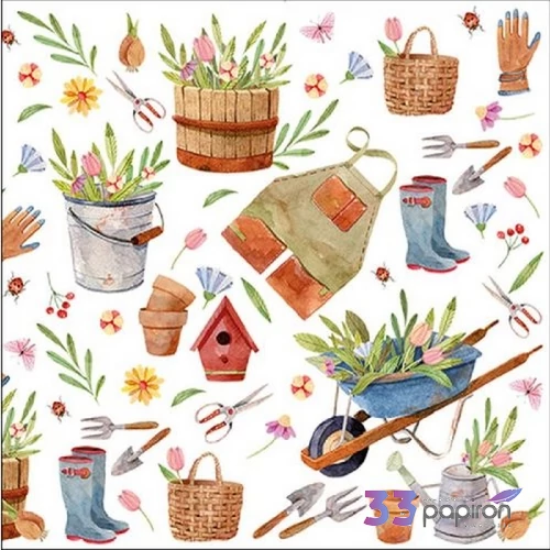 Szalvéta Ambiante garden Happy Gardening papír papírszalvéta 33x33cm,20db-os