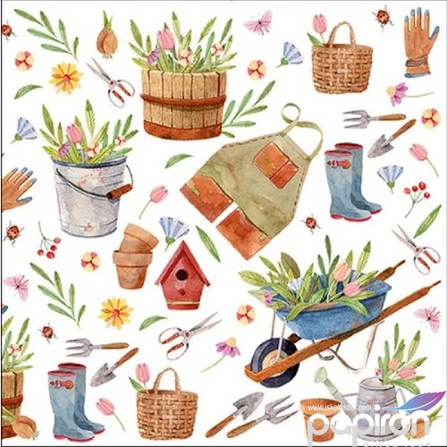Szalvéta Ambiante Happy Gardening papír papírszalvéta 33x33cm,20db-os