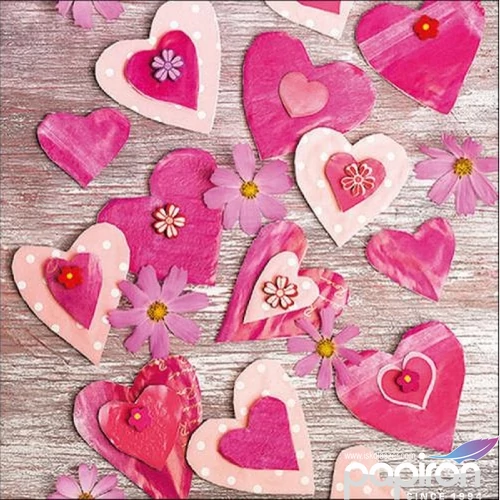 Szalvéta Ambiante Hearts All Over papír papírszalvéta 33x33cm,20db-os