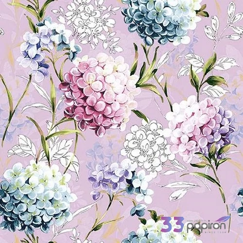 Szalvéta Ambiante virágos Horana Lilac papírszalvéta 33x33cm,20db-os