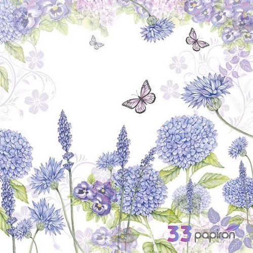 Szalvéta Ambiante virágok Purple Widl flowers papírszalvéta 33x33cm,20db-os