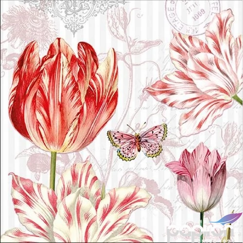 Szalvéta Ambiante Tulips Postcards papírszalvéta 33x33cm,20db-os