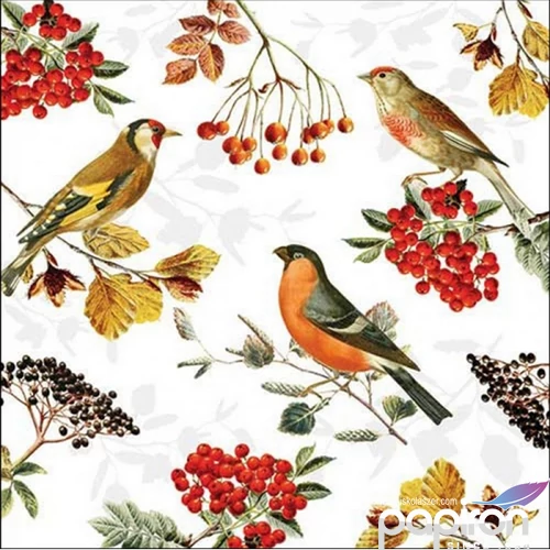 Szalvéta Ambiante Autumn birds papír papírszalvéta 33x33cm,20db-os