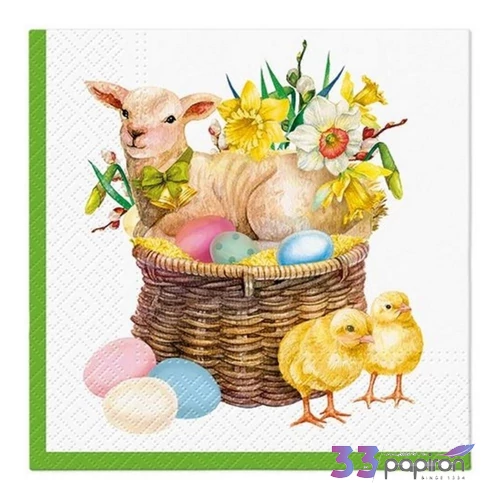 Szalvéta 33x33cm húsvéti Lamb Basket 20db/csomag papírszalvéta 33x33cm,20db-os