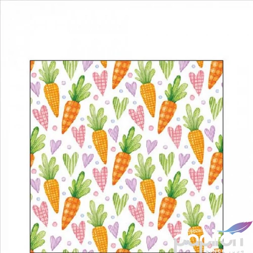 Szalvéta Ambiente Carrots and hearts white papírszalvéta 25x25cm,20db-os