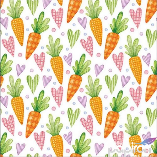 Szalvéta Ambiente Carrots and hearts white papírszalvéta 33x33cm,20db-os
