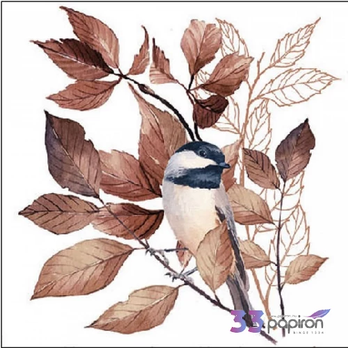Szalvéta Ambiante madaras Lovely Chickadee white papírszalvéta 25x25cm,15db-os