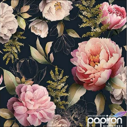 Szalvéta Ambiante Peonies composition black papírszalvéta 33x33cm,20db-os