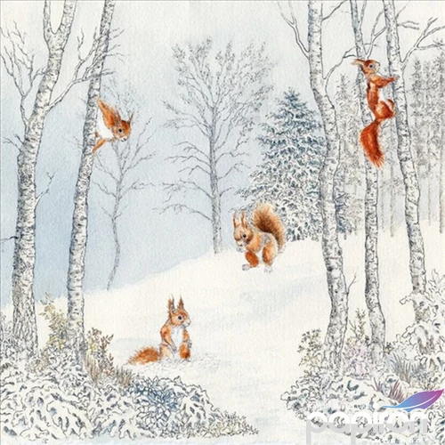 Szalvéta Ambiente Ecureuil hiver papírszalvéta 33x33cm,20db-os