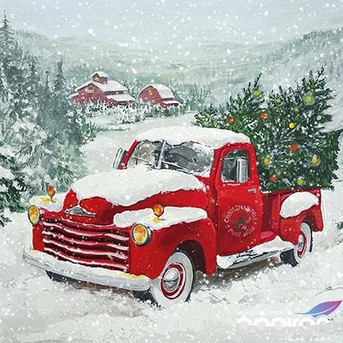 Szalvéta Ambiente Christmas Truck 33x33cm, 3rétegű, 20db/csomag 33313550 Karácsonyi szalvéta.