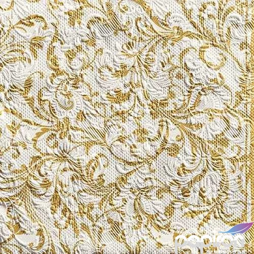 Szalvéta Ambiente Elegance Damask White/Godl dombornyomott 33x33cm 3rétegű 15db/csom
