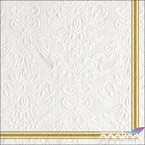 Szalvéta Ambiente Elegance Lea White/Godl dombornyomott papírszalvéta 33x33cm, 15db-os