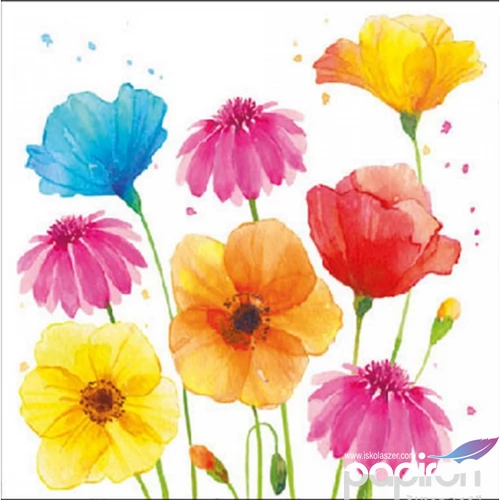 Szalvéta Ambiante Colourful Summer Flowers papírszalvéta 25x25cm,15db-os